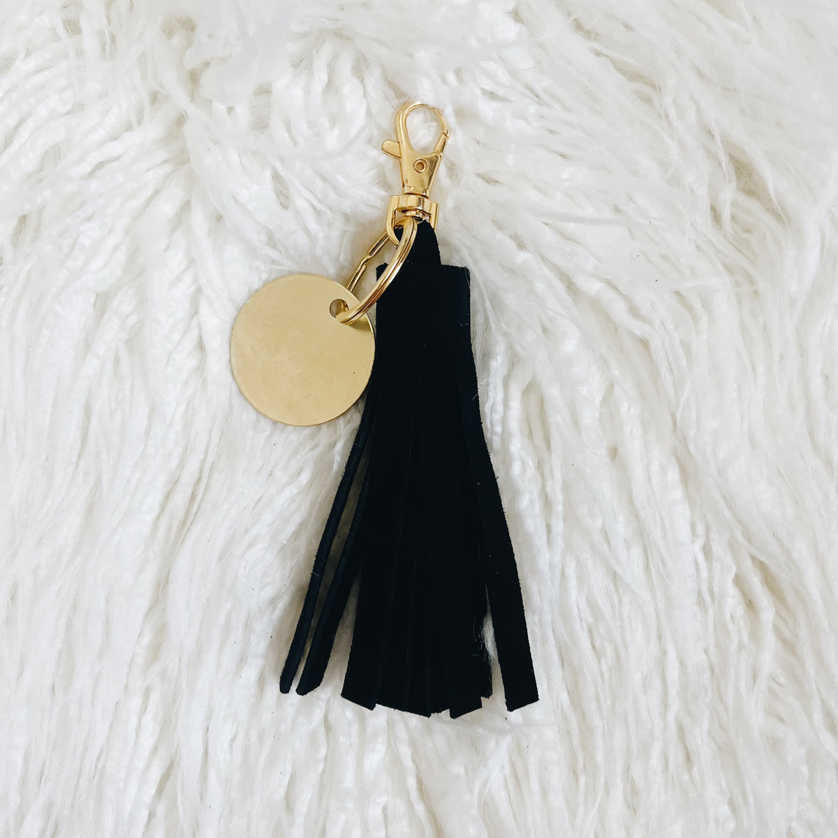 tangerine suede tassel keychain & custom tag – shop kendra beshk